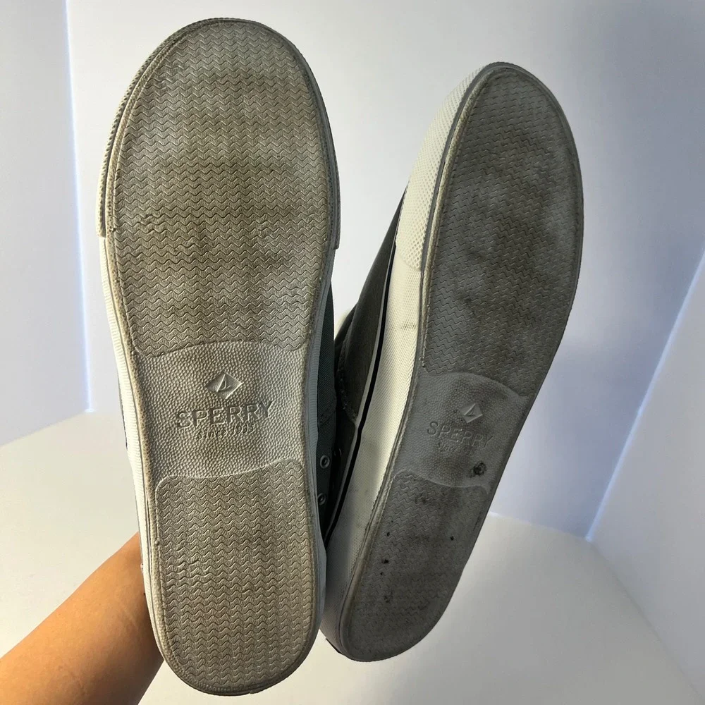 Sperry Top-Sider Bahama II Mens Gray Canvas Boat Shoes STS22045 Size 14 W